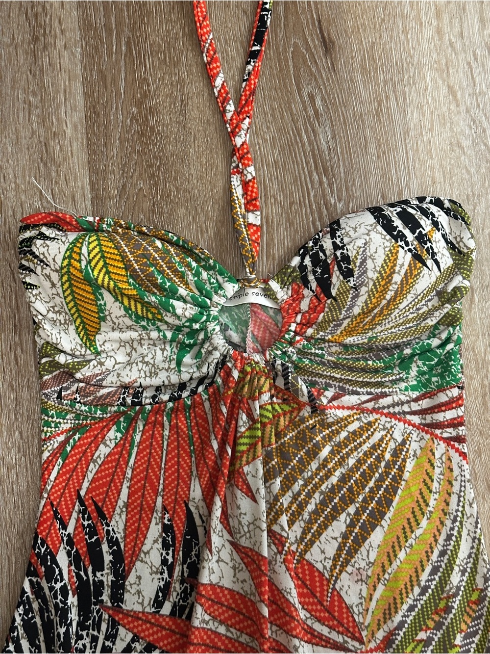 Strapless Tropical Maxi Dress in Multicolor - Picture 2 of 3